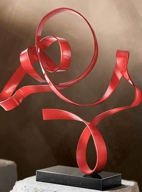 简约轻奢艺术飘带摆件样板房v装饰创意家居电视柜玄关搭配软装饰