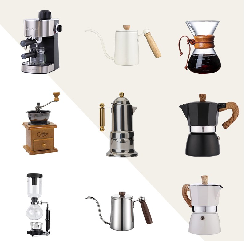 咖啡机咖啡水壶器样板间装饰品饰C品主题厨房摆件橱柜研磨装饰组