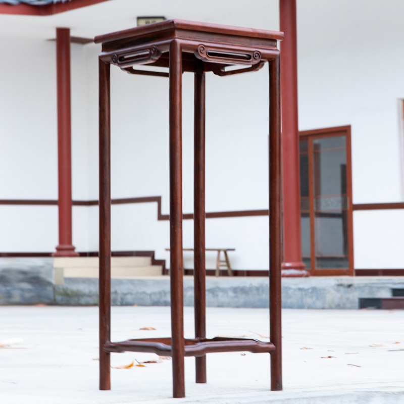 红木有范红木花架明式高花几东非酸枝木客厅置物架花W架家用展示