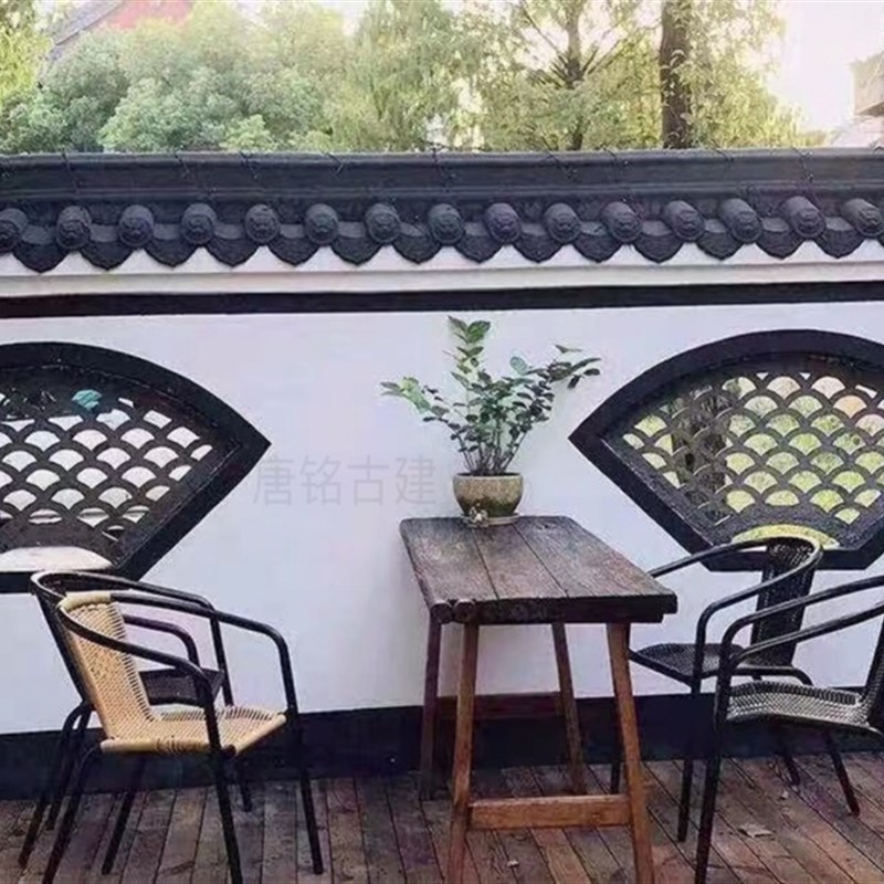 仿古窗花镂空砖雕中式花窗格装饰 影壁庭院室外浮雕外X墙 水泥花