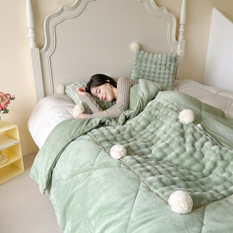 兔毛绒抱枕被子两用纯色加厚车载小枕头简约办公S室宿舍午睡盖毯