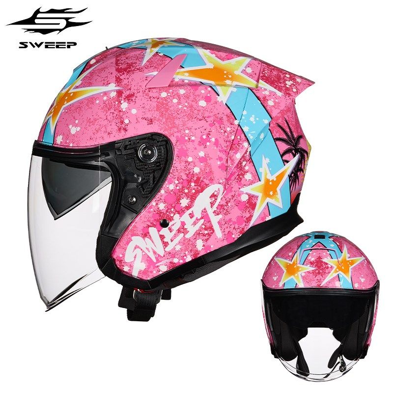 EEP头盔男碳纤半盔女x个性双镜片四分之三盔男四季通用