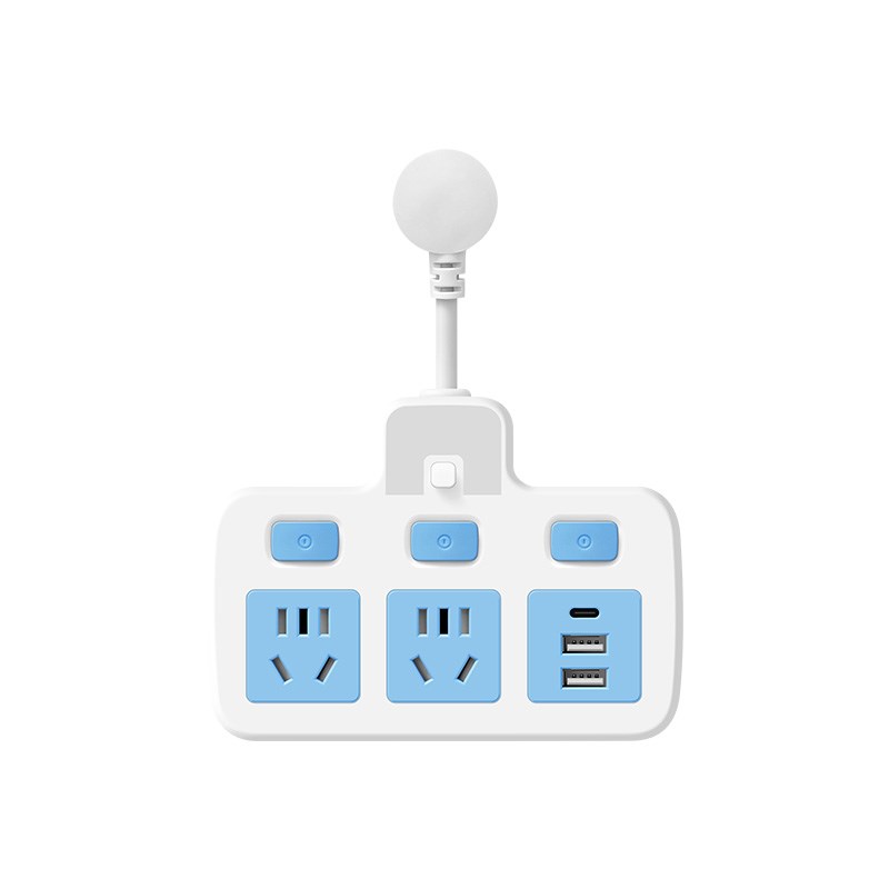 智能短线插座转换器插排插头多功能E多孔牛插板家用一转三四纯铜