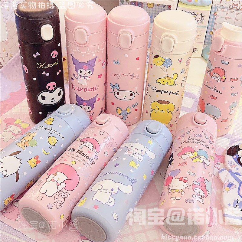 日系可爱304不锈m钢弹盖保温杯帕恰狗库洛米学生水壶直饮保温水杯