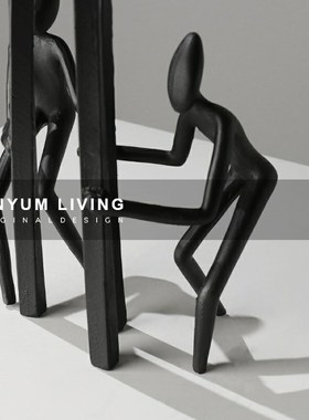 简约轻奢样板房间软装饰品家B居金属创意玄关柜人物造型摆件