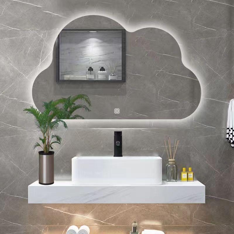 云朵带灯化d妆镜挂墙式化妆镜桌面立式壁挂式简约云朵镜子挂墙