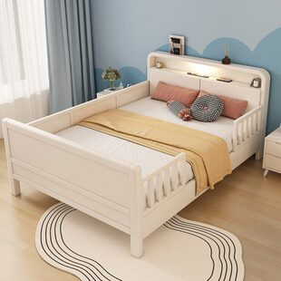 男孩小儿童房1床1.2米单人35亲子公主床m围栏带拼接护栏实木女孩.