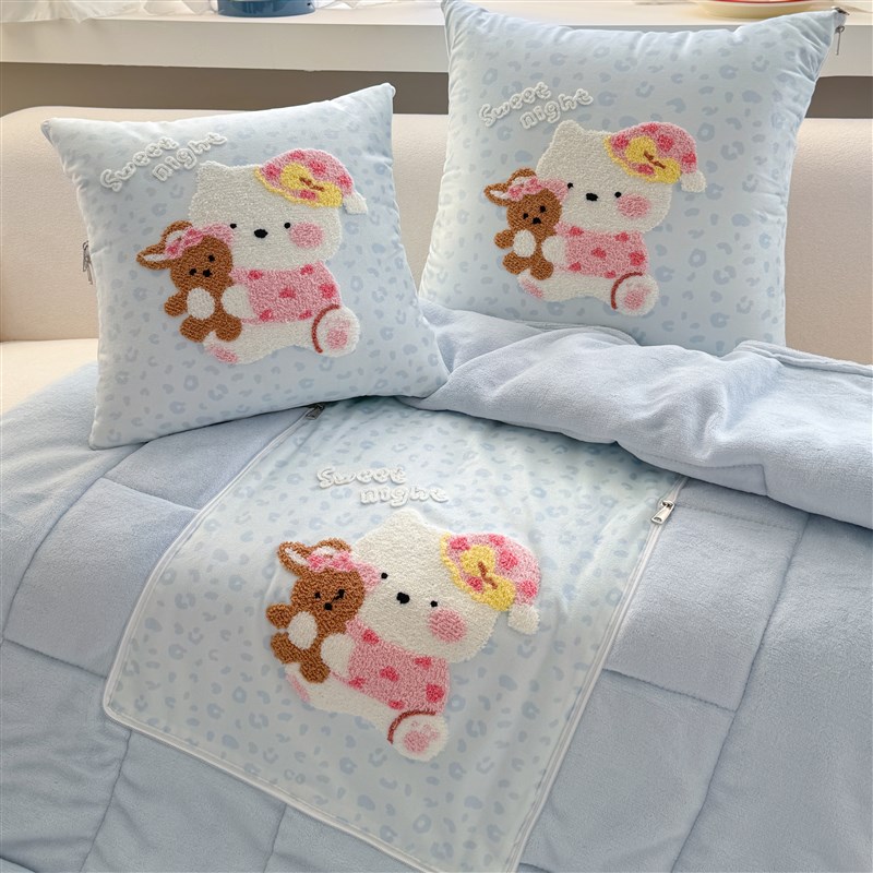 牛奶绒加厚抱枕被子两用车用午睡枕头H被折叠沙发客厅靠垫宿舍盖