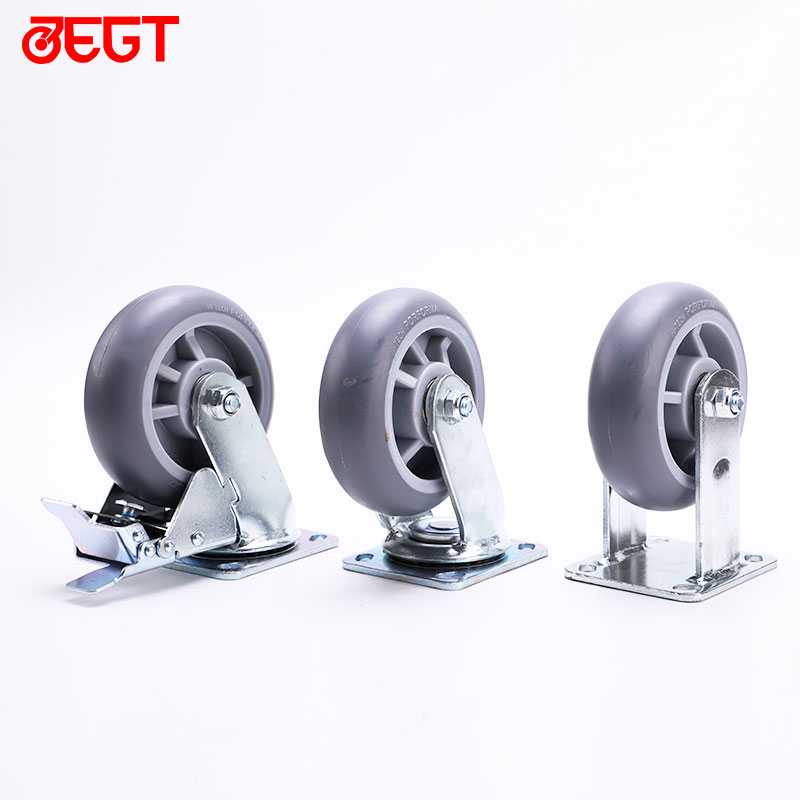 重型P6b寸橡胶轮5寸定向轮4寸8寸万向刹车轮子静音载重万象轱辘