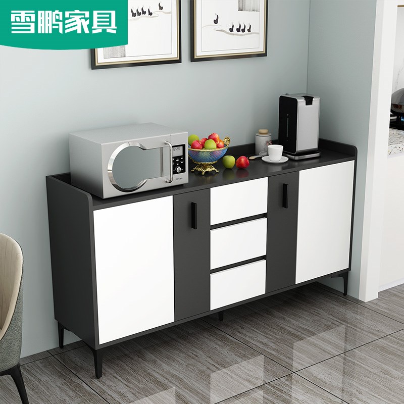 北欧风创意抽拉式餐边柜一体靠y墙多功能储物柜子矮柜家用定制6G8