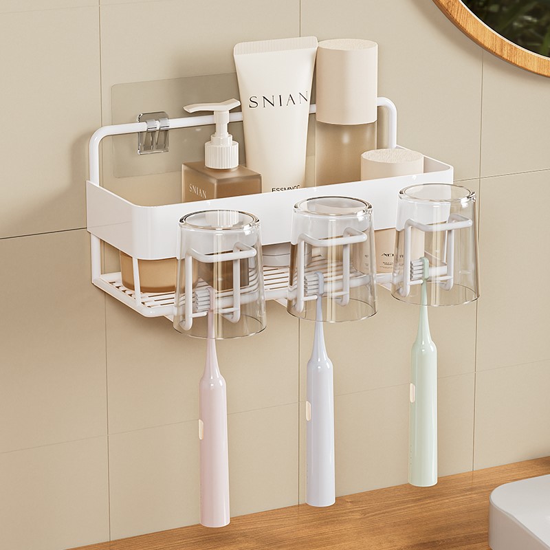 牙刷架子情侣款置物架免打孔壁挂式卫生间L双人漱口杯收纳牙具挂
