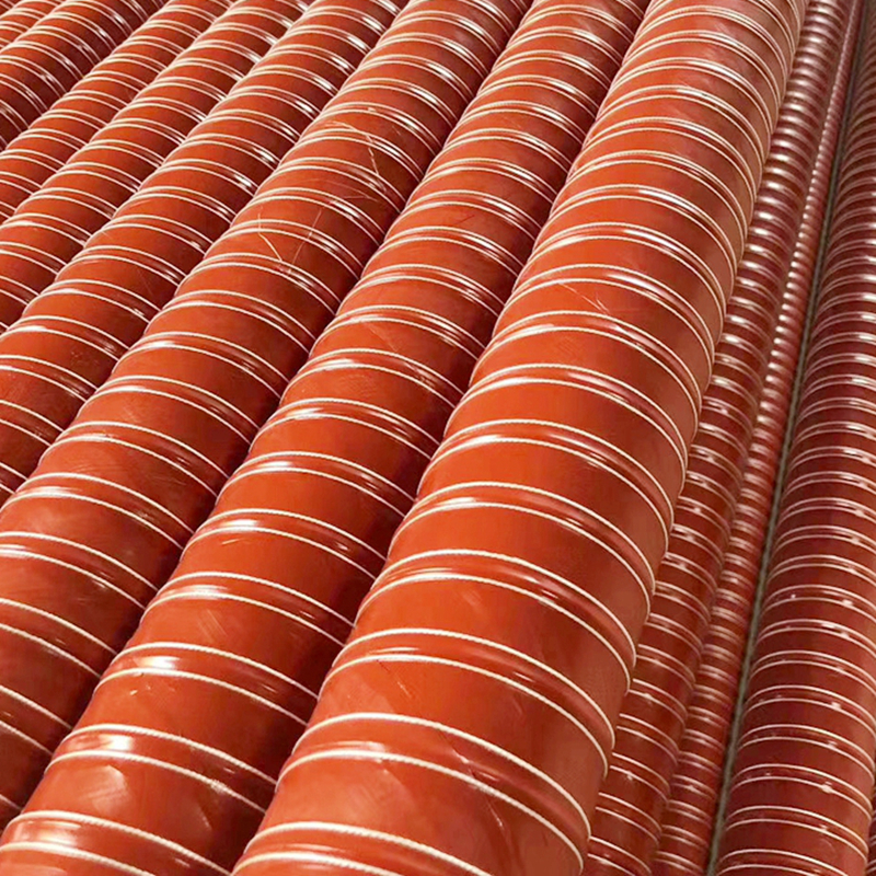 高温硫化硅胶风管桔红色耐300度软E管除湿干燥通风烟管排气管软管