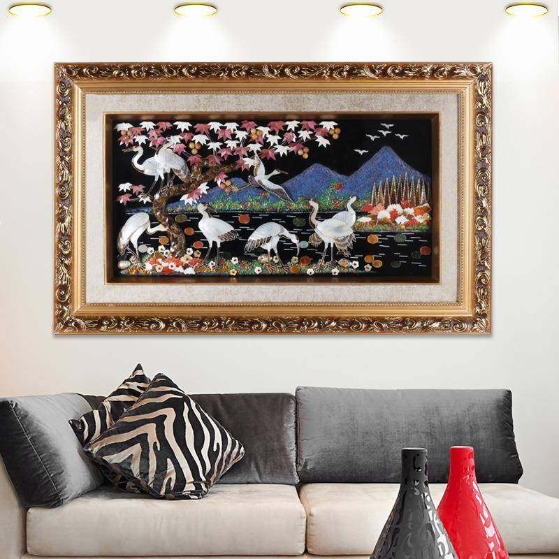 仙鹤天然贝壳玄关装饰画客厅卧室复古墙画餐厅家居简约壁画,智能设备,其他智能设备,淘宝优惠券,粉丝福利购,淘宝优惠卷