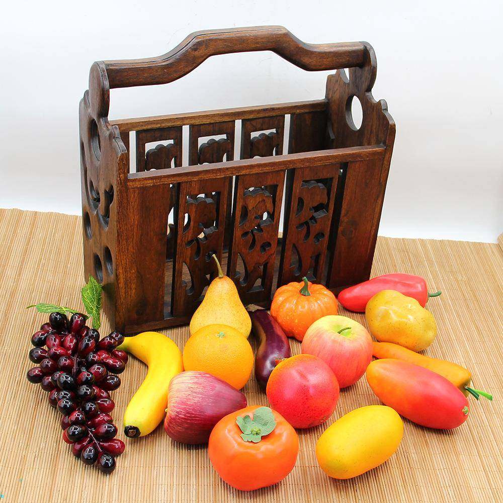 大号木质花篮木雕花家居收纳篮手提干花果蔬置物筐木质杂物筐,特色手工艺,其他特色工艺品,淘宝优惠券,粉丝福利购,淘宝优惠卷