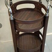 双层圆形木酒水车不锈钢餐车甜品车糕点车手推车4S店服务车茶水车