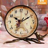 静音座钟 欧式 卧室台式 创意装 客厅铁艺摆件钟表小钟 饰钟表 包邮