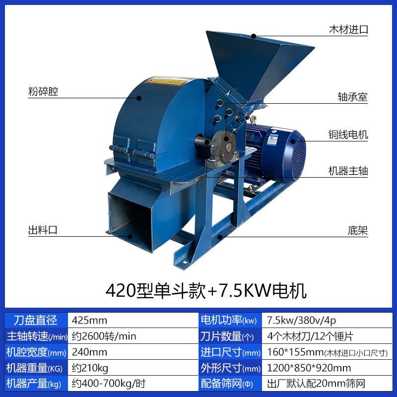 多功能木材粉碎机葡萄p枝树枝粉碎机竹子玉米芯边角料破碎机木屑