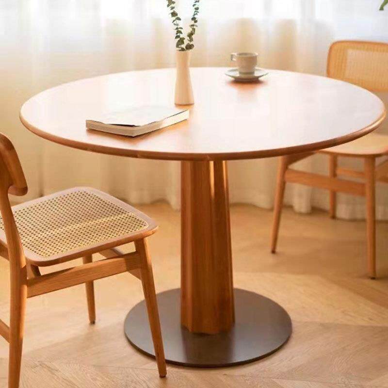 北美黑胡桃木实木圆桌客厅餐厅家用小户型樱桃木圆形餐桌大圆桌