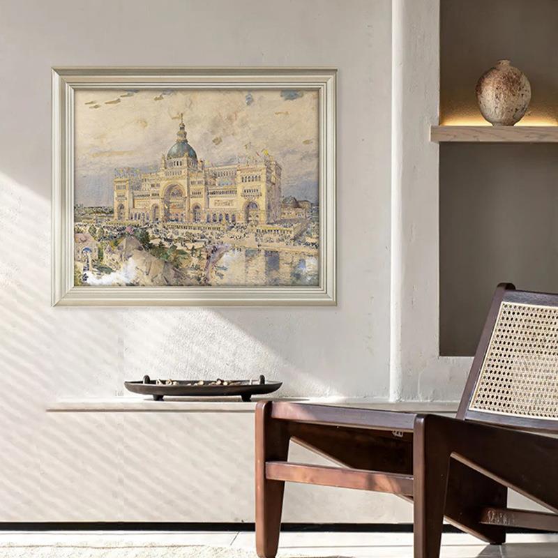 法式复古客厅电表箱装饰画美式轻奢餐厅遮挡配电箱电源盒风景挂画