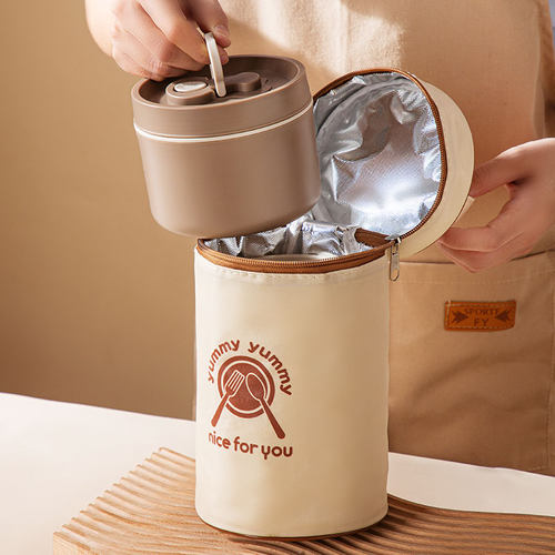 圆形保温袋手提包上班族带饭铝箔加厚饭盒便当餐包大容量装饭袋子