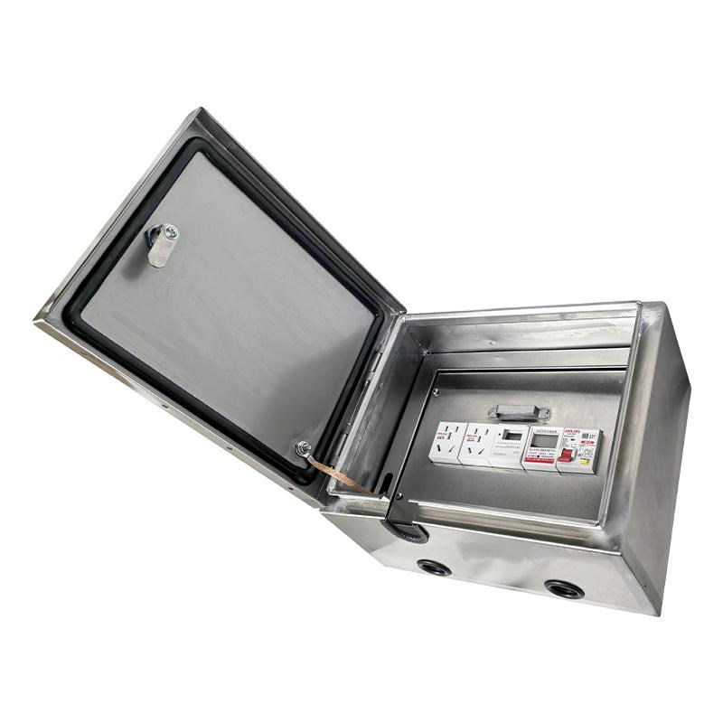 不锈钢充电配电箱双层户外防水防锈新能源插座双门304/201电动车