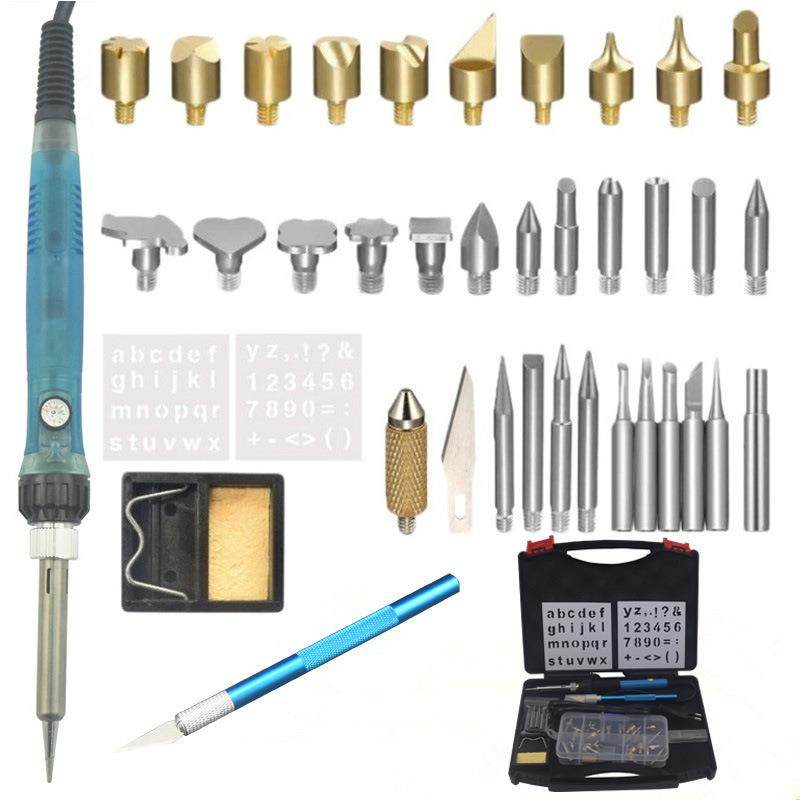 欧规雕刻烙铁电烙铁套装28件可调温烙画笔烙画笔套装110V烙画笔