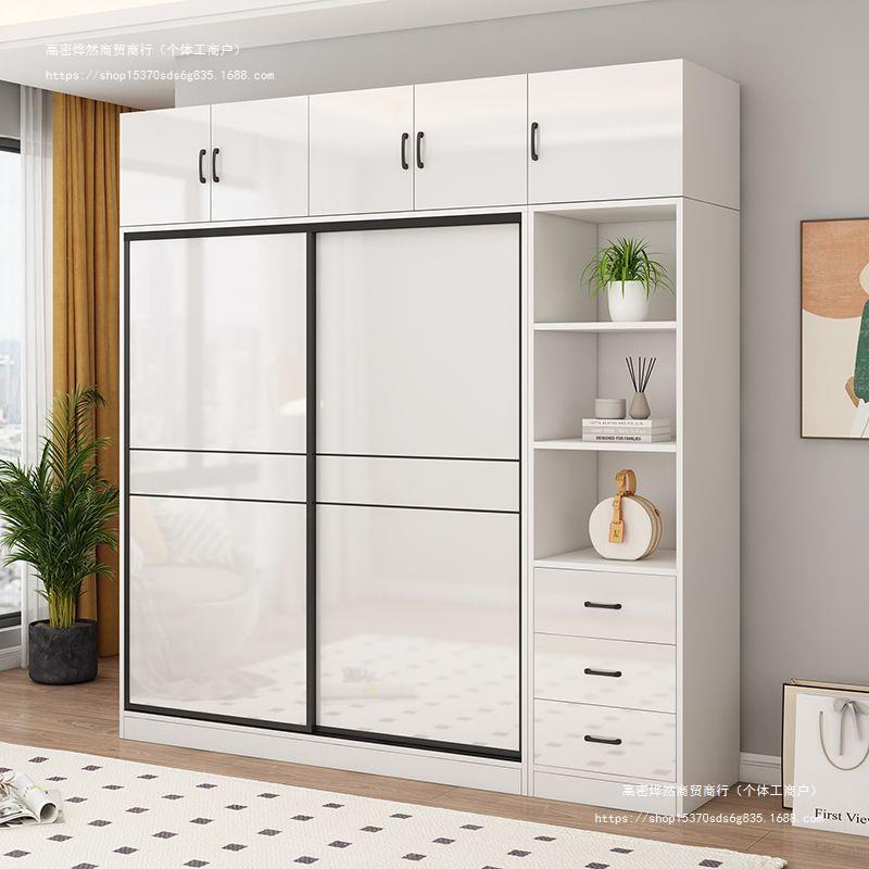衣柜家用卧室推拉门衣橱简约现代经济型亮面衣柜出租房简易收纳柜
