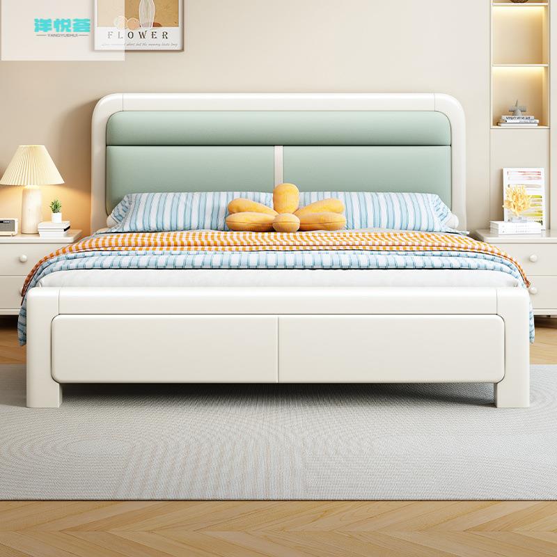 新款轻奢奶油风实木床北欧1.5米现代简约主卧室高档软包双人床