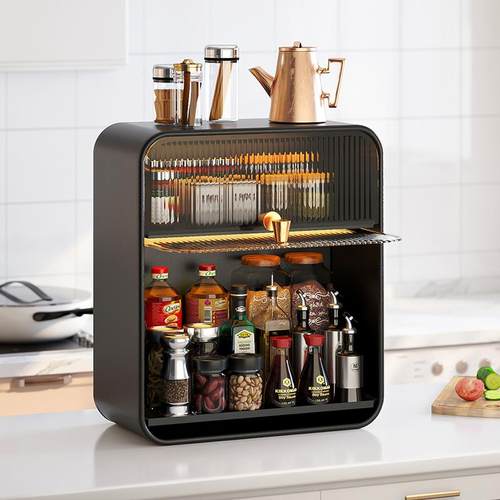 A9L厨房调料品置物架调味品防尘台面桌面多层家用盐调味罐储物收