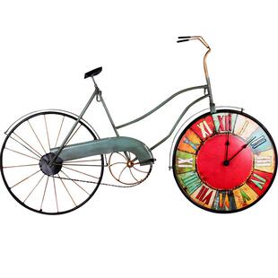 创意自行车艺术挂钟客厅家用时尚个性钟表美式复古壁挂件潮流装饰