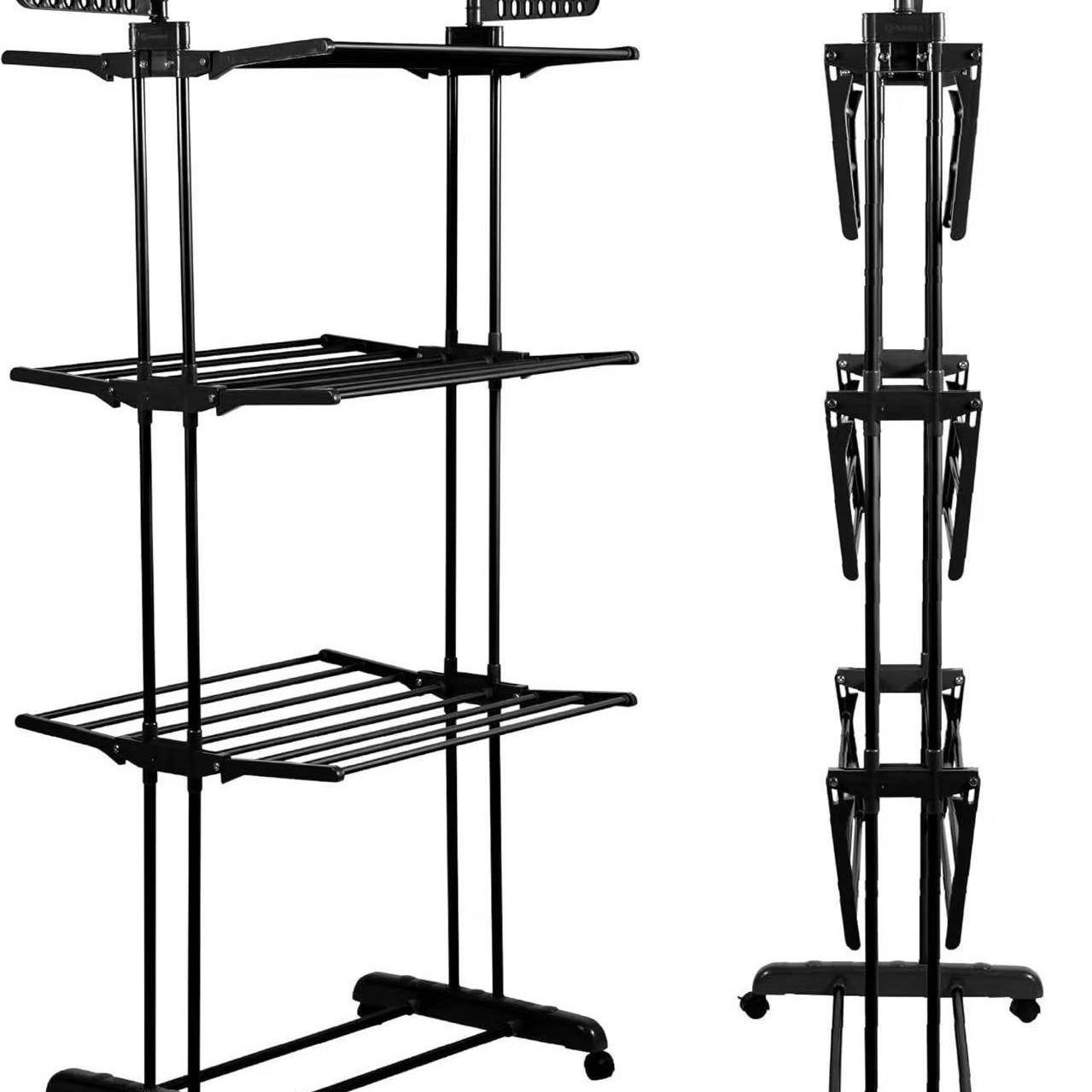 移动三层晒衣架落地折叠晾衣架挂衣架