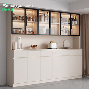 实木餐边柜一体靠墙高柜现代简约客厅置物柜酒柜家用收纳储物柜子