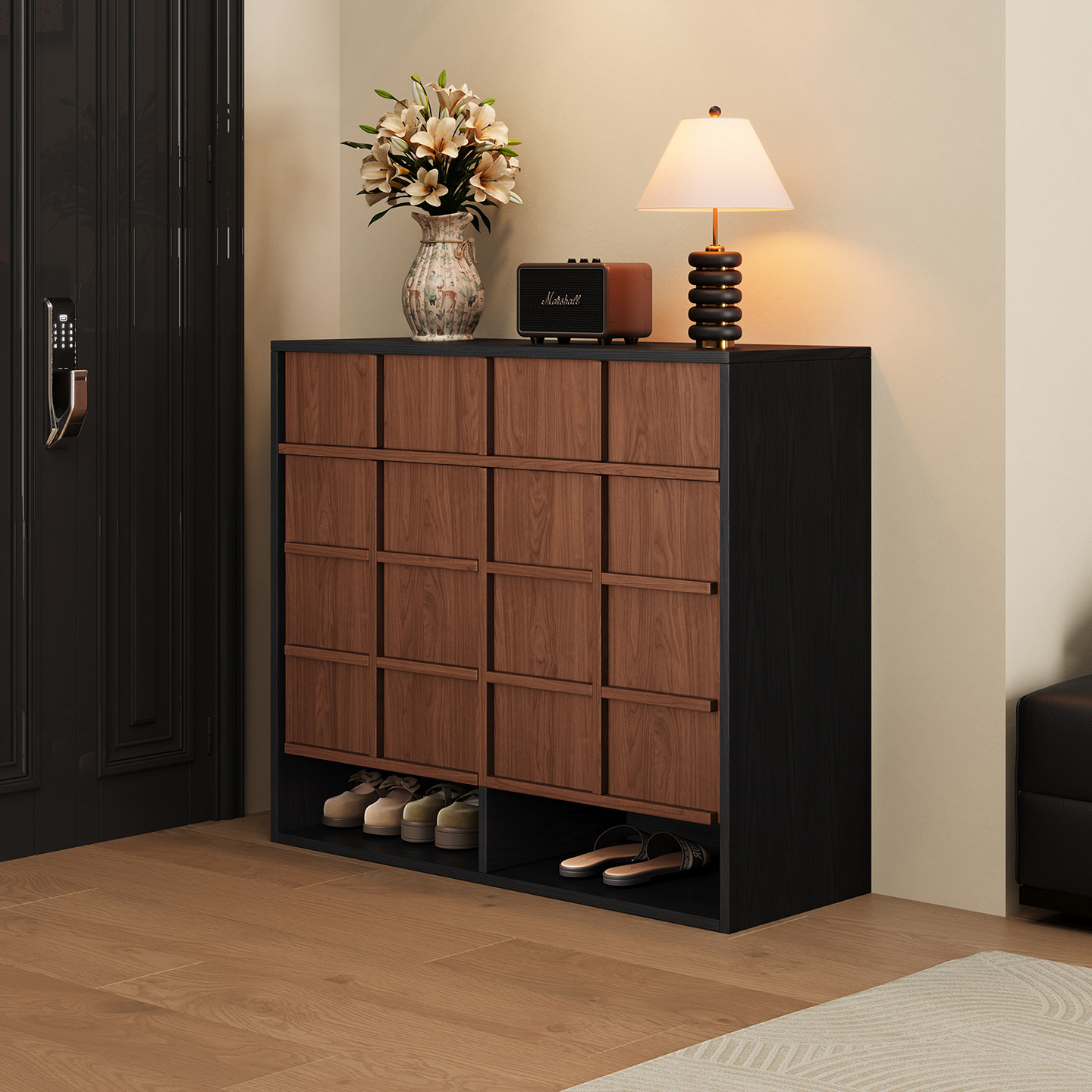 中古风鞋柜家用门口入户玄关柜复古收纳柜客厅靠墙一体储物柜,住宅家具,鞋柜,淘宝优惠券,粉丝福利购,淘宝优惠卷