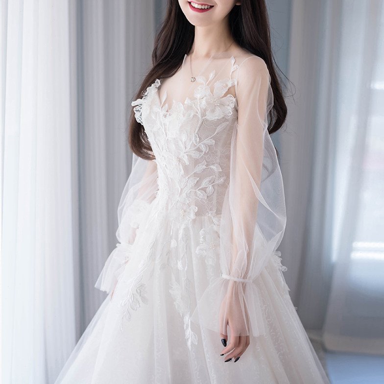 婚纱新娘2021新款夏季法式轻主拖尾公主风简约大气2020气质礼服裙