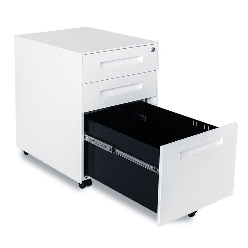 活动柜办公室桌下移动文件柜矮柜抽屉式储物柜钢制带锁Z三抽小柜