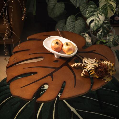 生野造物龟背竹变色桌子茶几胡桃木色客厅中古变色复古边几角几