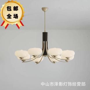 法式 复古餐厅书房实木玻璃主卧室吸顶灯具 中古客厅灯主灯吊灯美式