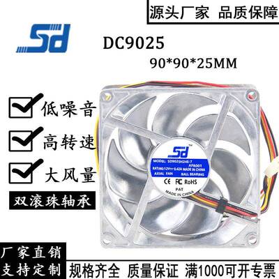 原装902512V0.42A9cm/厘米全金属改装车耐高温暴力散热风扇