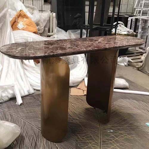 轻奢入户大理石玄关台靠墙条案置物架玄关桌子不锈钢控制台桌收纳