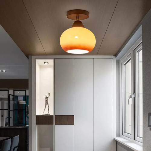 智能声光控人体感应北欧大号双色实木走廊玄关入户阳台过道吸顶灯