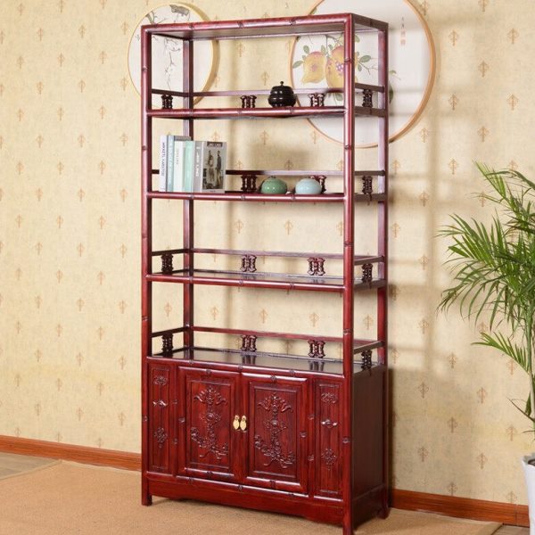 博古架新中式实木客厅 酒柜展示柜古董置物架实木多宝阁
