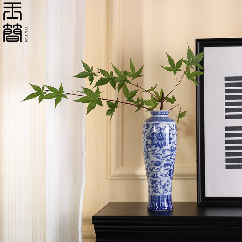 青花瓷小花瓶摆件民宿样板房博古架茶室茶道家居客厅餐桌插花器