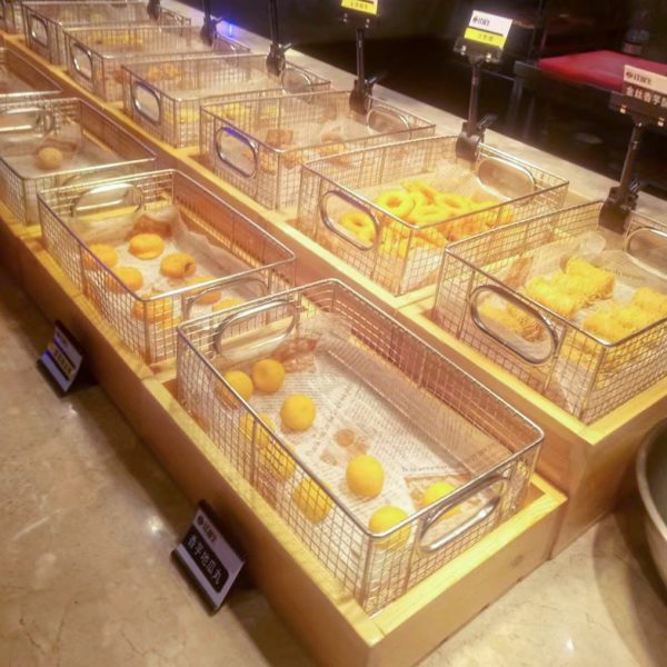 商用KTV自助餐台面摆台长方形不锈钢炸品篮可配木框 包邮