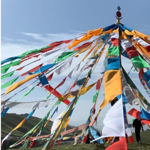 经幡风马旗代挂 西藏五色经幡 传统藏式棉布风马旗经旗