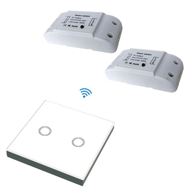 86型随意贴f遥控触摸开关隔墙遥控免布线增加开关2路无线智能开关