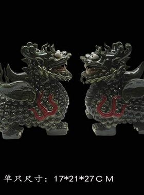 石湾公仔陶瓷麒麟摆件家居招财礼品客厅户外室内庭院房顶阳台摆设