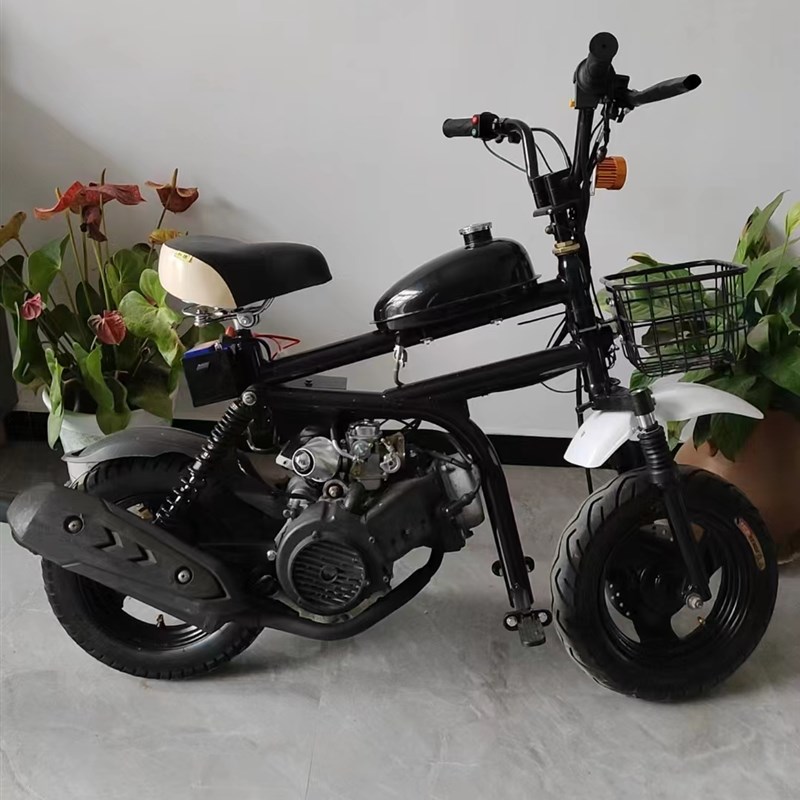 迷你小坦克125cc两轮代步踏D板车无级变速四冲程汽油整车