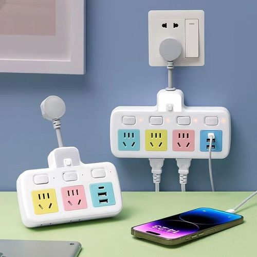 办.公插座S夜灯多功能排插家B用学生宿舍插头转换器插座面板