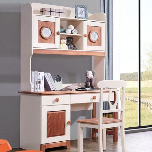 北欧式书桌书架组合全实木直角转角学习台家用书柜红檀胡桃木蜡油