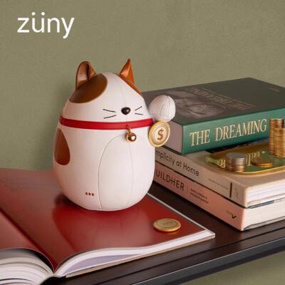 正品台湾Zuny书档2025年新品桌面动物摆件招财猫礼物客厅好运招财